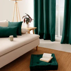 Coussin déhoussable uni en coton (60x60 cm - Vert foncé)