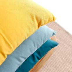 Coussin déhoussable uni en coton (40x40 cm - Bleu Canard)
