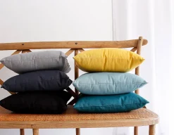 Coussin déhoussable uni en coton (60x60 cm - Bleu Canard)