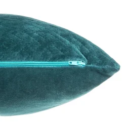Coussin Dolce - velours embossé - bleu canard 38x58 cm - Atmosphera