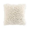 Coussin doux en imitation fourrure avec housse amovible (45x45 cm - Naturel)