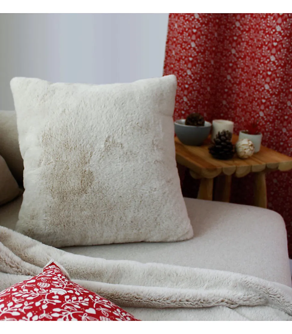 Coussin effet fourrure 40x40cm - 40x40cm - Beige