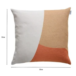 Coussin en coton recyclé terracotta, blanc et ambre 50 x 50 cm