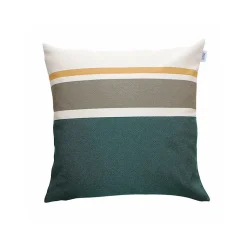 Coussin en coton recyclé vert, kaki, blanc, jaune moutarde 50 x 50 cm