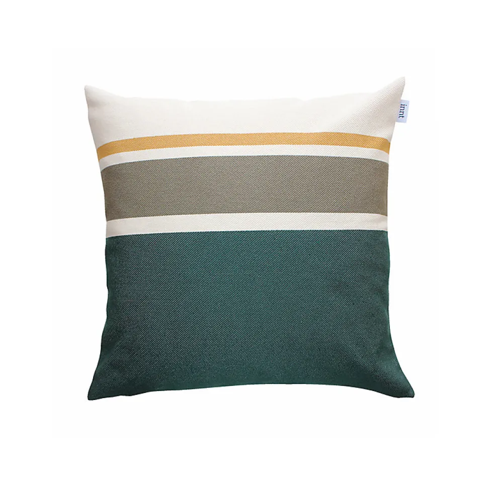 Coussin en coton recyclé vert, kaki, blanc, jaune moutarde 50 x 50 cm