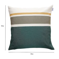 Coussin en coton recyclé vert, kaki, blanc, jaune moutarde 50 x 50 cm