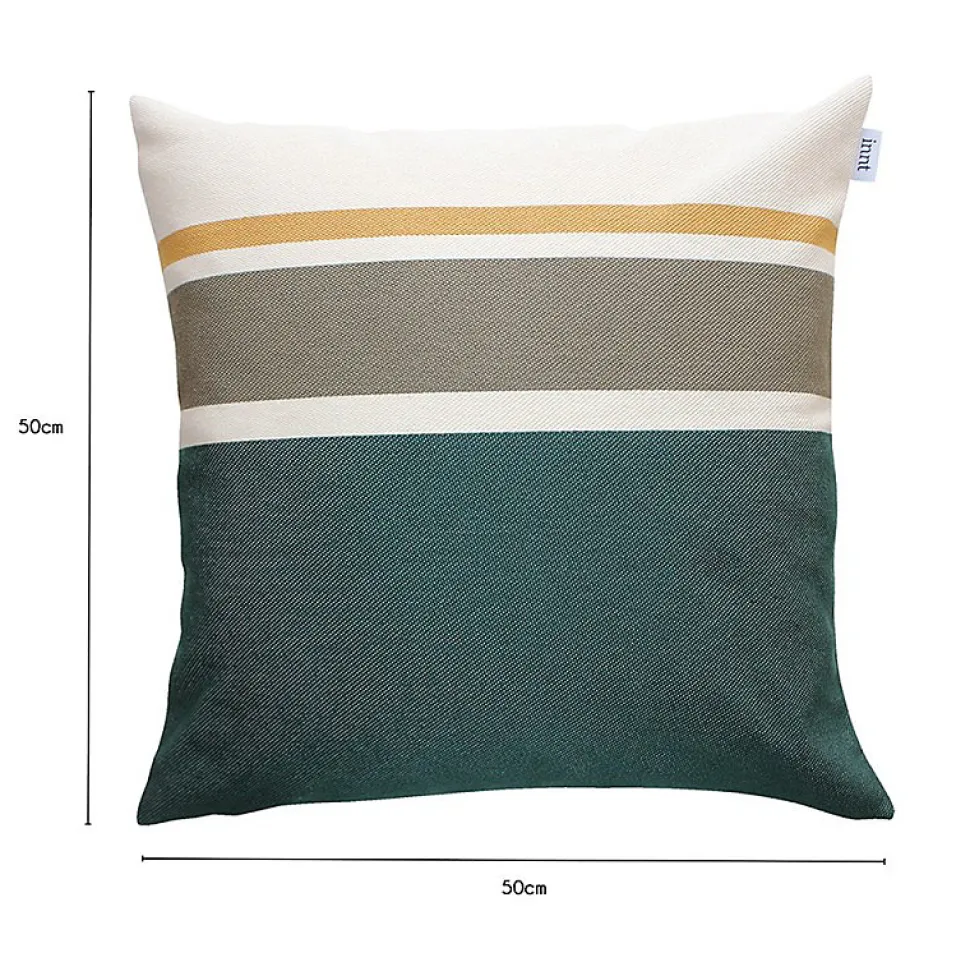 Coussin en coton recyclé vert, kaki, blanc, jaune moutarde 50 x 50 cm
