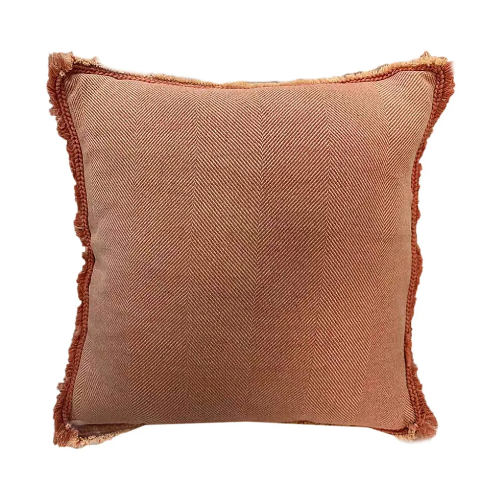 Coussin en coton tressé à franges terracotta L.45 x l.45cm Ornami