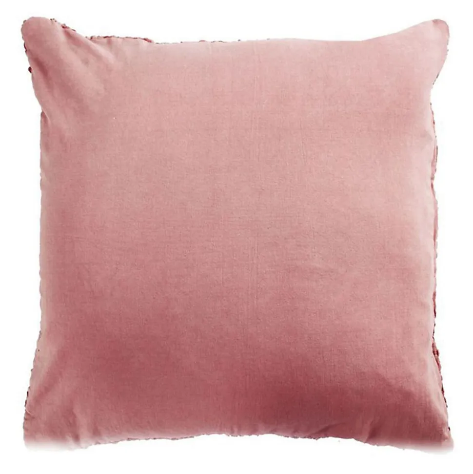 Coussin en cuir tressé rose poudré 45x45