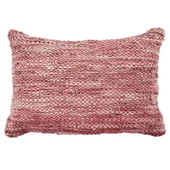 Coussin en cuir tressé rose poudré 60x40
