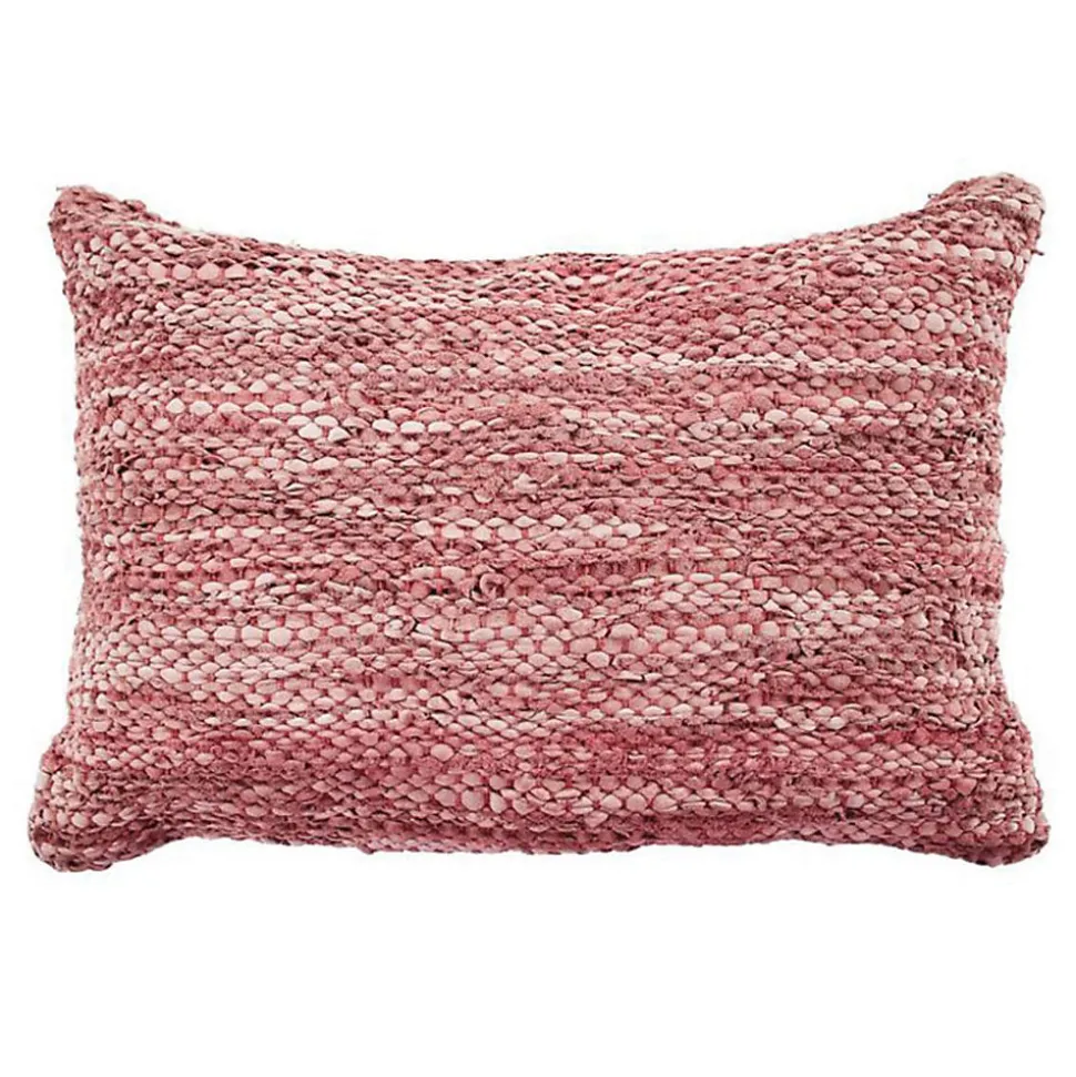 Coussin en cuir tressé rose poudré 60x40