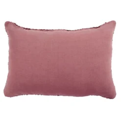 Coussin en cuir tressé rose poudré 60x40