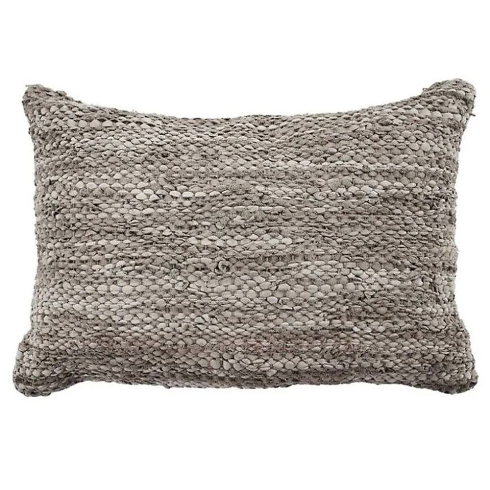 Coussin en cuir tressé taupe 60x40