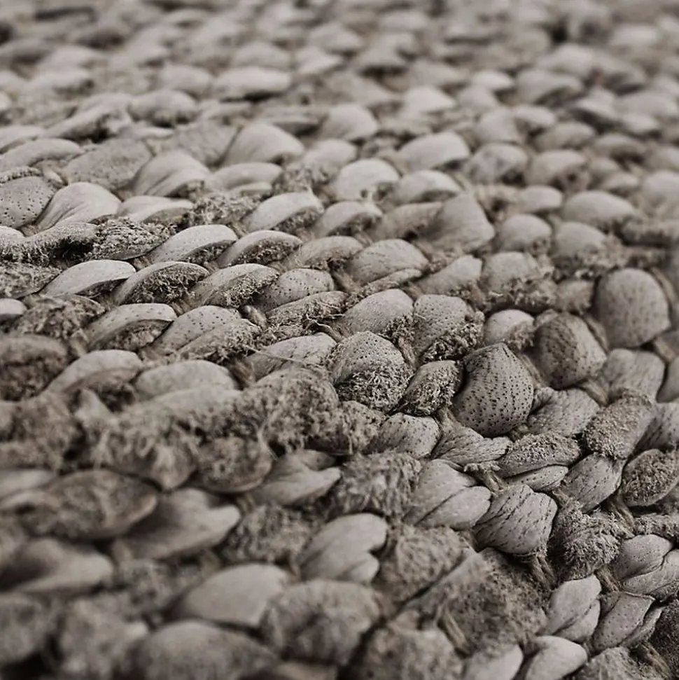 Coussin en cuir tressé taupe 60x40