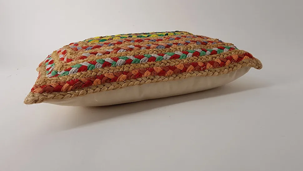 Coussin en jute et coton Chindi multicouleurs L.50 x l.30cm Ornami