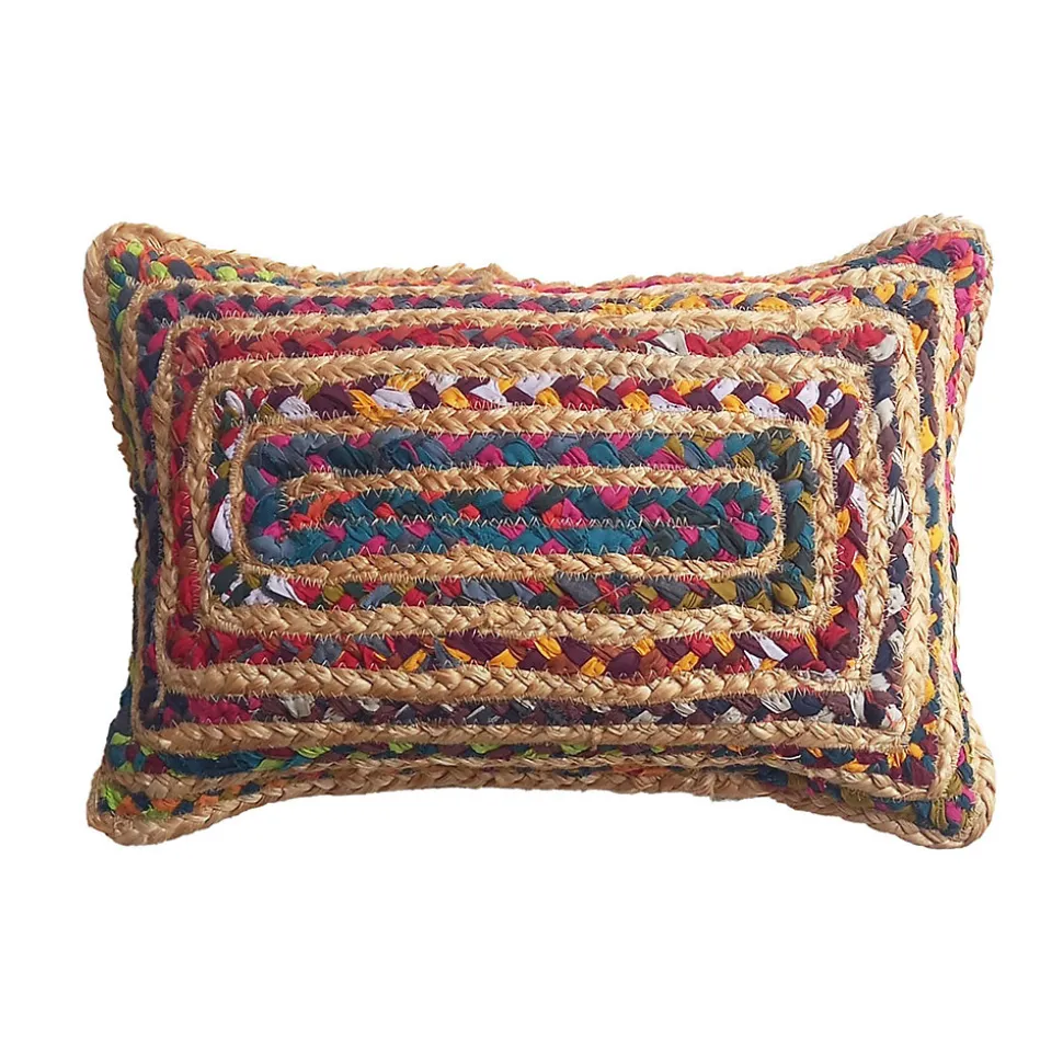 Coussin en jute et coton Chindi multicouleurs L.50 x l.30cm Ornami