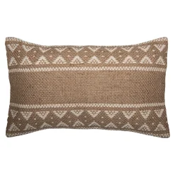 Coussin en jute Halus GoodHome L.50 x l.30 cm marron beige