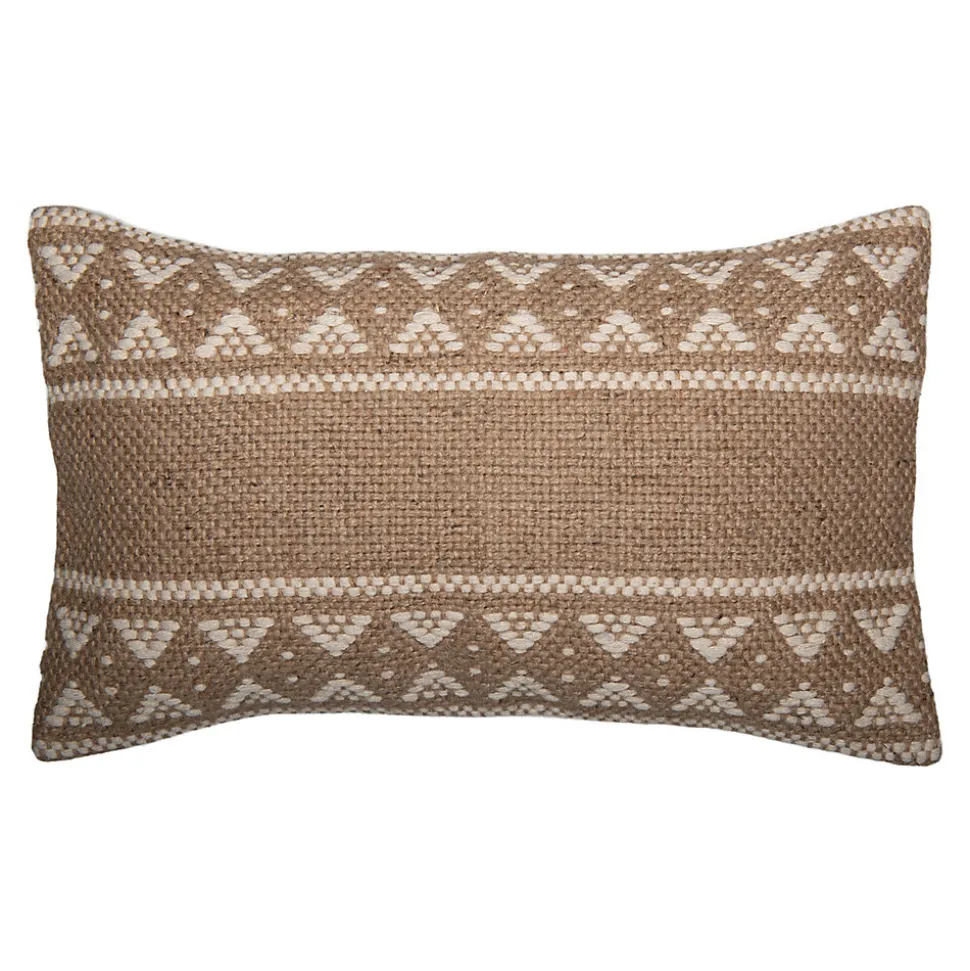 Coussin en jute Halus GoodHome L.50 x l.30 cm marron beige