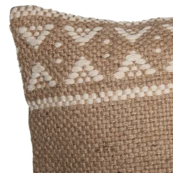 Coussin en jute Halus GoodHome L.50 x l.30 cm marron beige