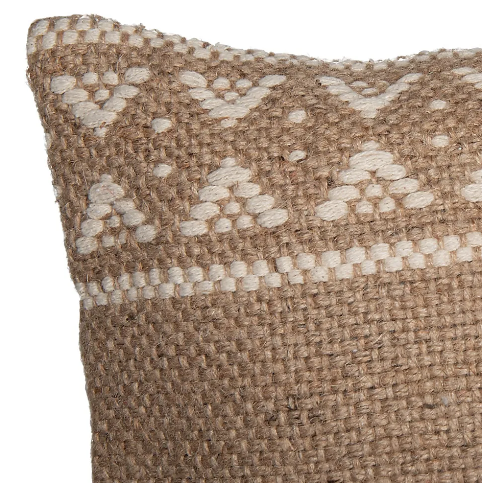 Coussin en jute Halus GoodHome L.50 x l.30 cm marron beige