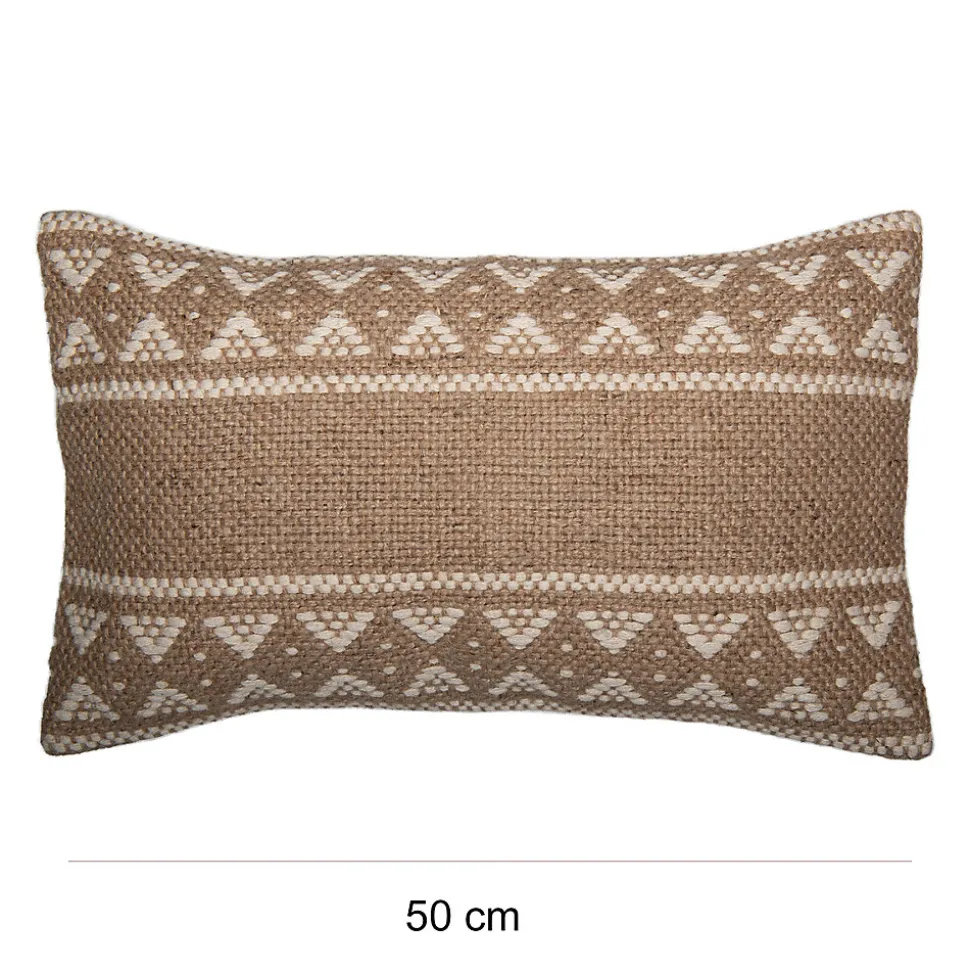 Coussin en jute Halus GoodHome L.50 x l.30 cm marron beige