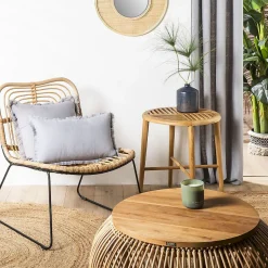 Coussin en lin, bords effilés 'Deko&co'