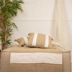 Coussin en lin et coton déhoussable (45x45 cm - Blanc)