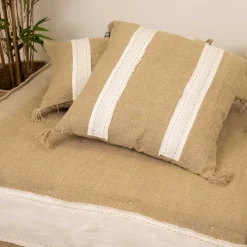 Coussin en lin et coton déhoussable (45x45 cm - Blanc)