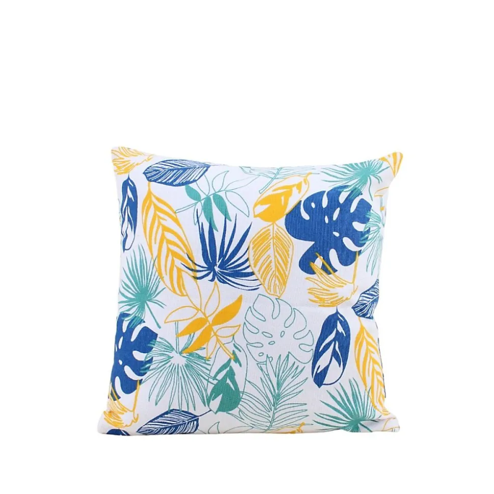 Coussin en tissu blanc motifs tropical 40x40cm