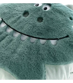 Coussin enfant dino - 40x40cm - Bleu canard
