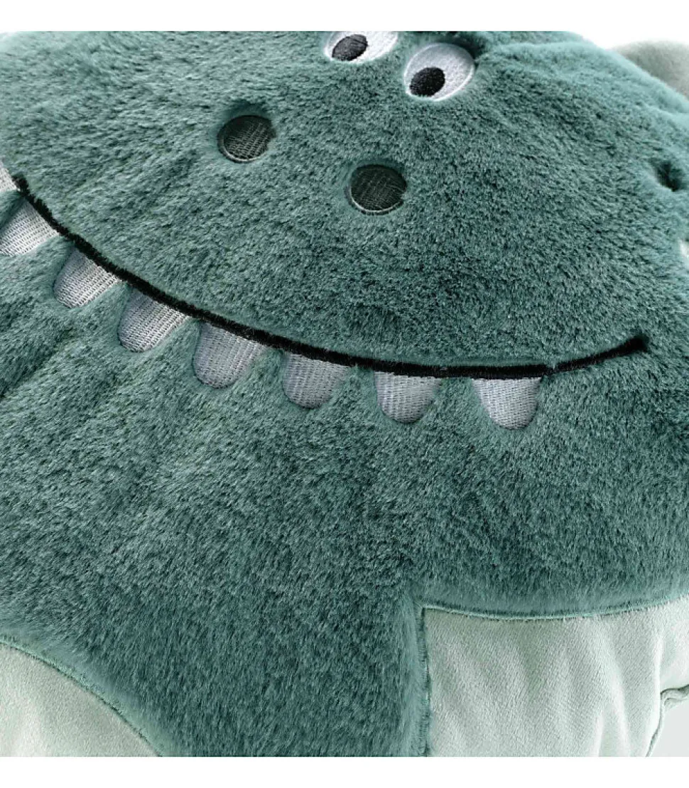 Coussin enfant dino - 40x40cm - Bleu canard