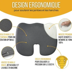 Coussin ergonomique en forme de u pour le coccyx - 45x35x7 - COUSSIN FESSIER