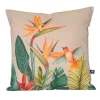 Coussin extérieur décoratif à motif exotique (45x45 cm - Naturel)