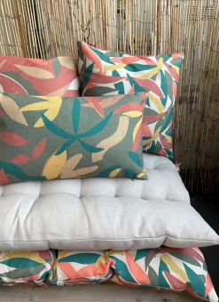 Coussin feuillage vert kaki L.50 x l.30 x ep.4 cm Ornami