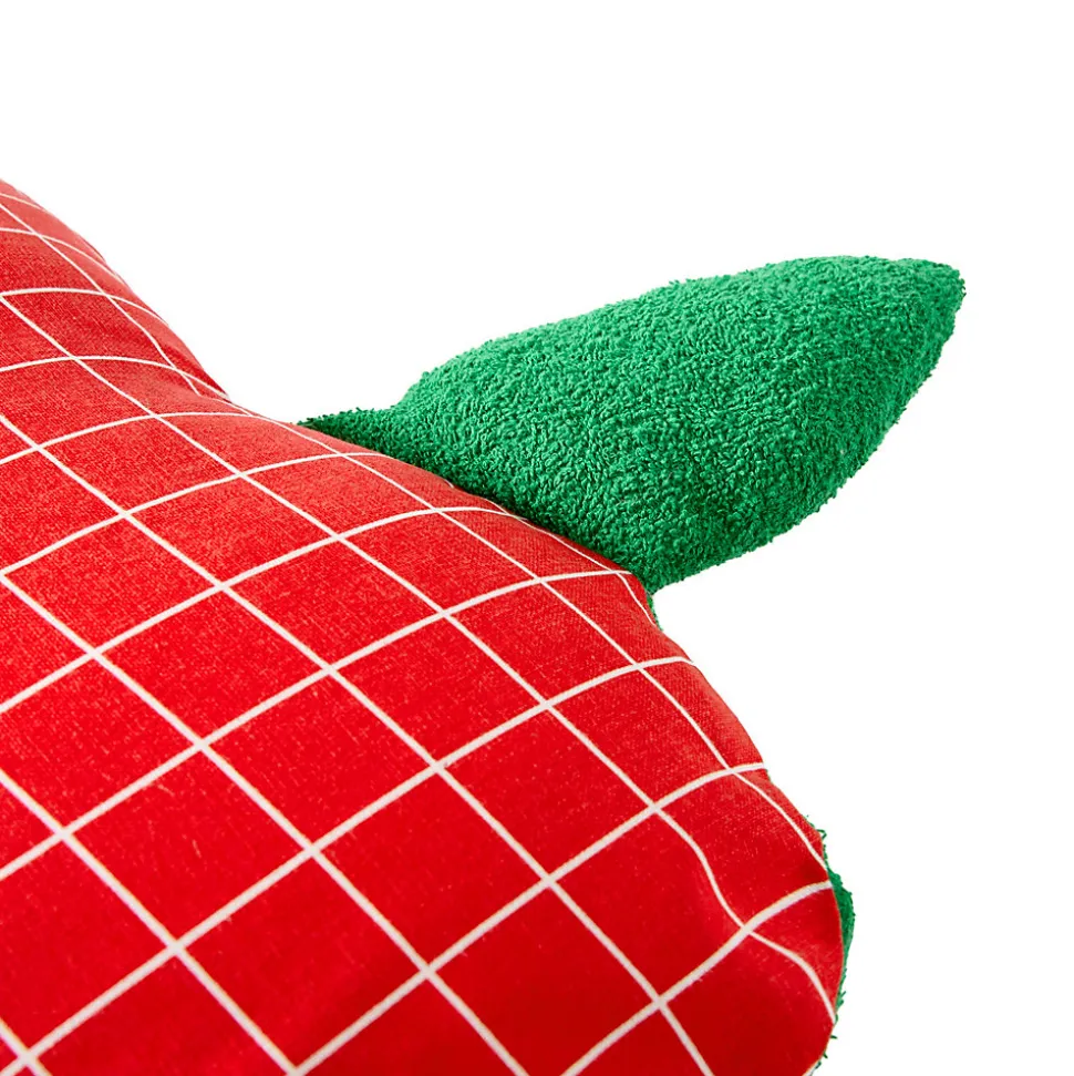Coussin forme pomme Sodeco rouge et vert l.50 x l.50 cm