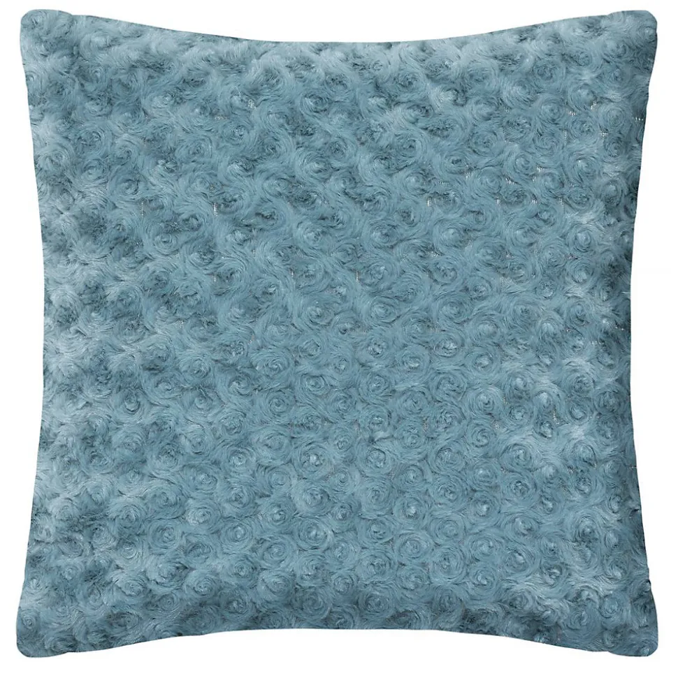 Coussin fourrure bouclé bleu orage - 45x45 cm - Atmosphera