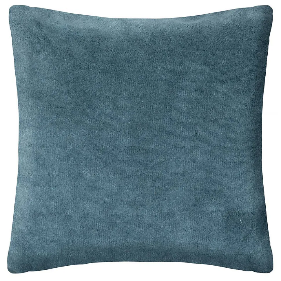 Coussin fourrure bouclé bleu orage - 45x45 cm - Atmosphera