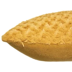 Coussin fourrure bouclé jaune ocre - 45x45 cm - Atmosphera