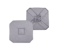 Coussin galette de chaise 4 rabats 40x40cm gris chinee