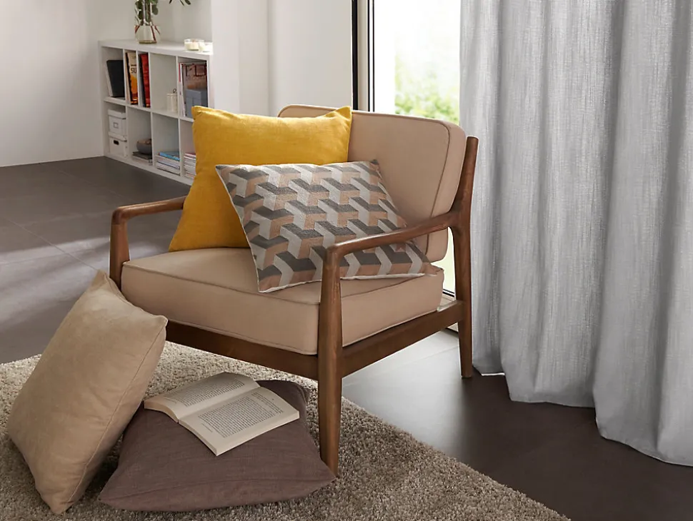 Coussin GoodHome Pahea coloris naturel 45 x 45 cm