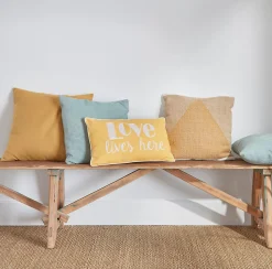 Coussin GoodHome Taowa jaune 50 x 50 cm