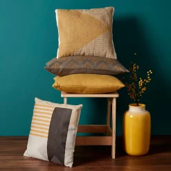 Coussin GoodHome Taowa jaune 50 x 50 cm