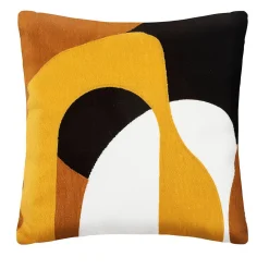 Coussin Hary - motifs brodés - coton - jaune ocre - 45x45 cm - Atmosphera