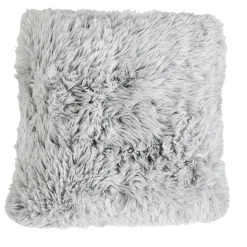 Coussin Imitation Fourrure Doux (45x45 cm - Gris)