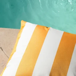 Coussin imperméable déhoussable à rayures ARCACHON (60x40 cm - Jaune)