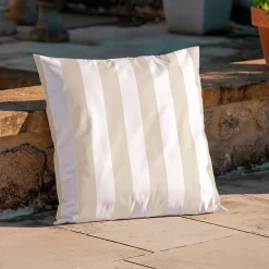 Coussin imperméable déhoussable à rayures ARCACHON (70x70 cm - Lin)