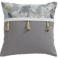 Coussin imprimé gris LEAVES 40X40
