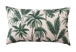 Coussin imprimé palmier vert et blanc L.50 x l.30 x ep.3 cm Deco&Co