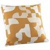 Coussin jacquard géométrique texturé rétro (45x45 cm - Jaune moutarde)
