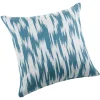 Coussin jacquard motif ikat (45x45 cm - Bleu)